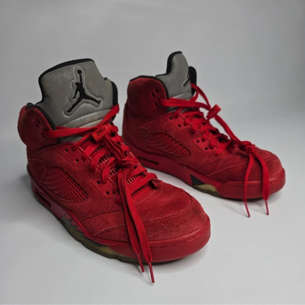 NIKE AIR JORDAN 5 RETRO RED SUEDE MEN'S SIZE 10 BASKETBALL SHOES 136027-602.